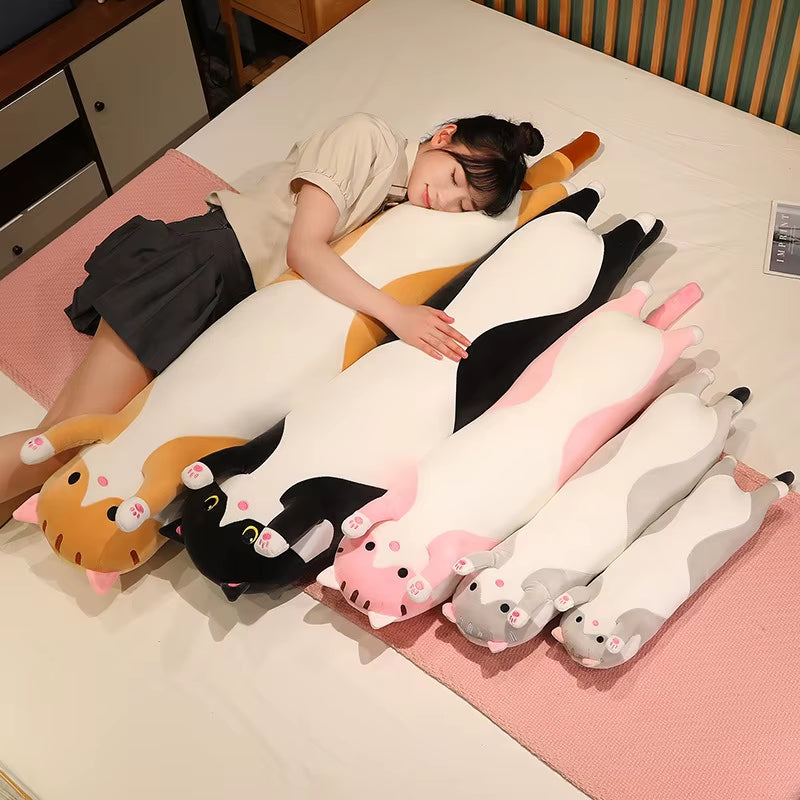 50/70/90/110/130Cm Funny Joy Cute Soft Long Cat Plush Toys Pause Office Nap Pillow Bed Sleep Home Decor Doll for Kids Girl Gift
