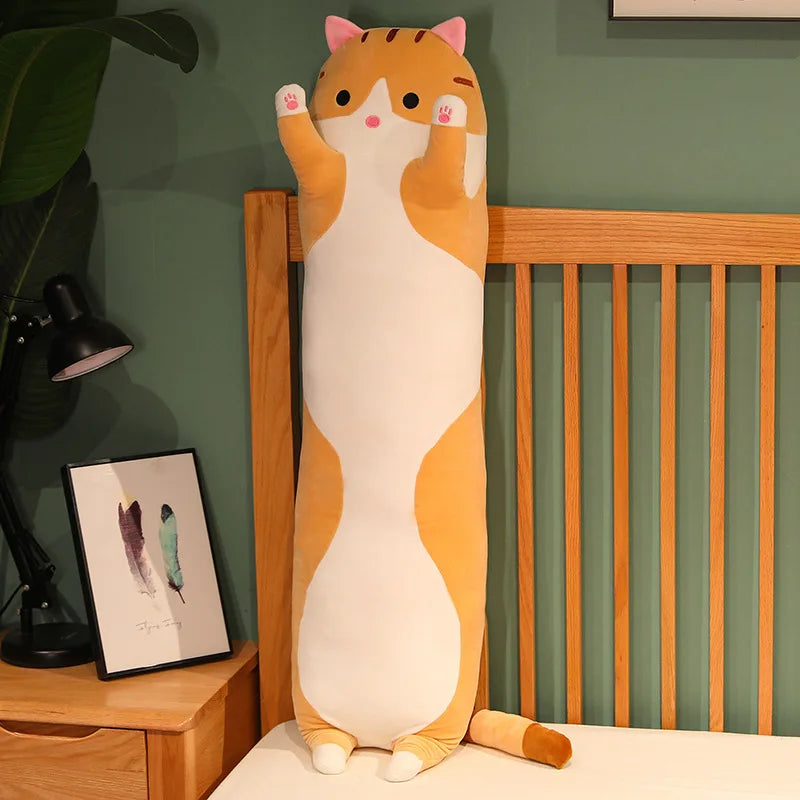 50/70/90/110/130Cm Funny Joy Cute Soft Long Cat Plush Toys Pause Office Nap Pillow Bed Sleep Home Decor Doll for Kids Girl Gift