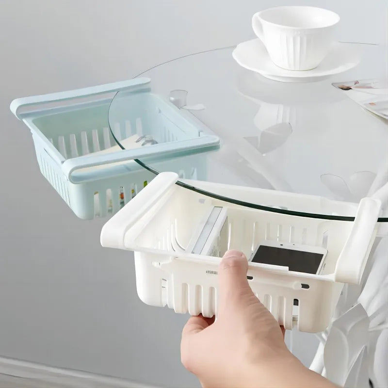 Maximize Your Fridge Space with This Expandable Storage Basket! 🍏🥦 #FridgeOrganization #HomeHacks