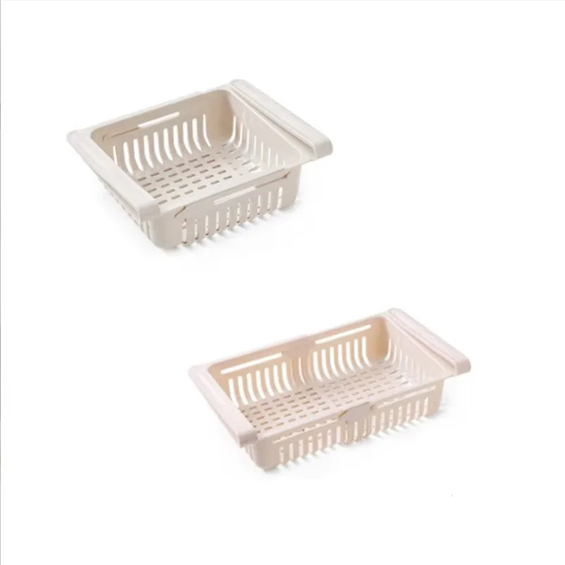 Maximize Your Fridge Space with This Expandable Storage Basket! 🍏🥦 #FridgeOrganization #HomeHacks