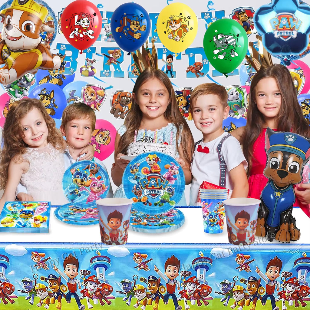 PAW Patrol Birthday Party Decor Tableware Tablecloth Plates Cup Balloons Baby Shower PAW Patrol Party Supplies Kids Favors Gifts