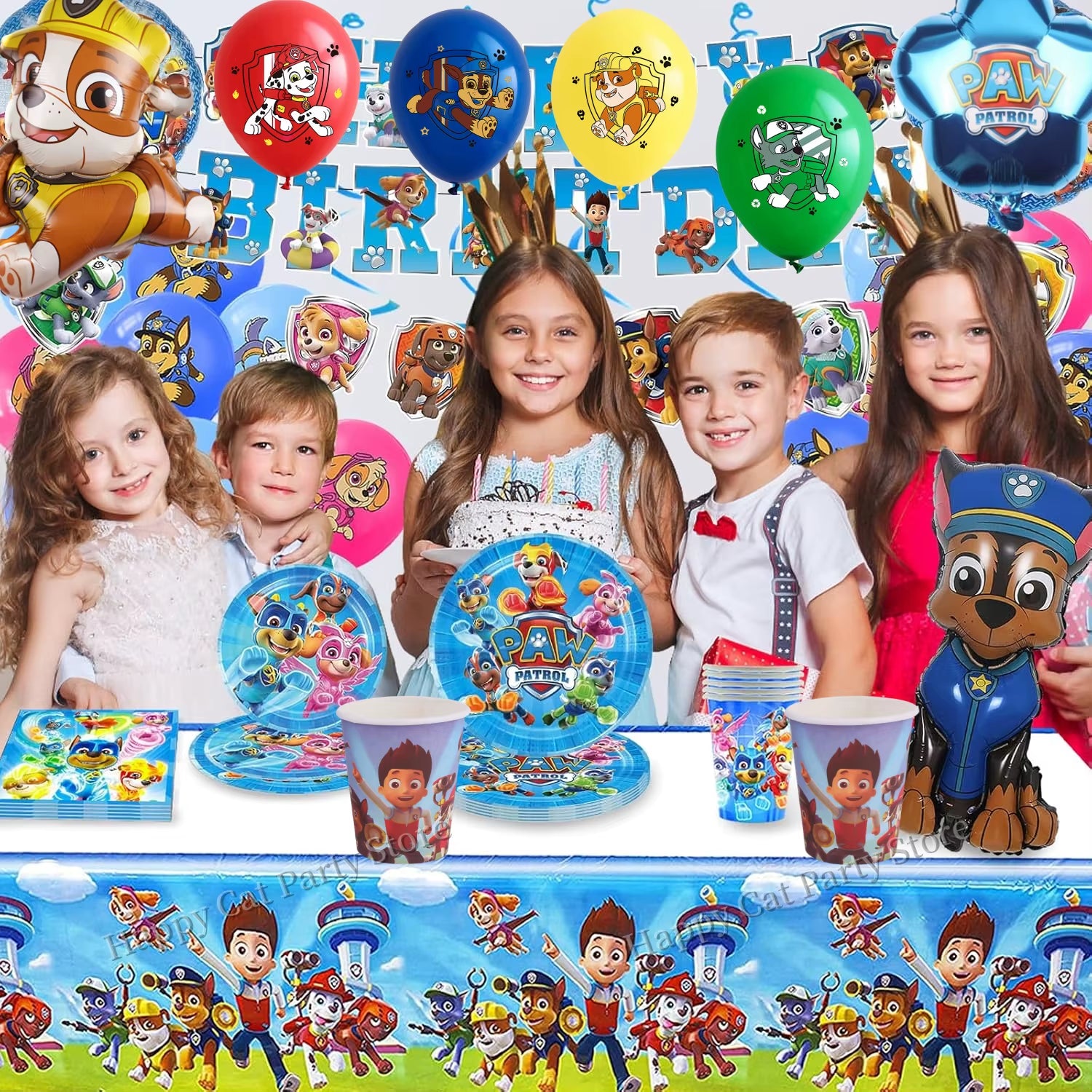 PAW Patrol Birthday Party Decor Tableware Tablecloth Plates Cup Balloons Baby Shower PAW Patrol Party Supplies Kids Favors Gifts