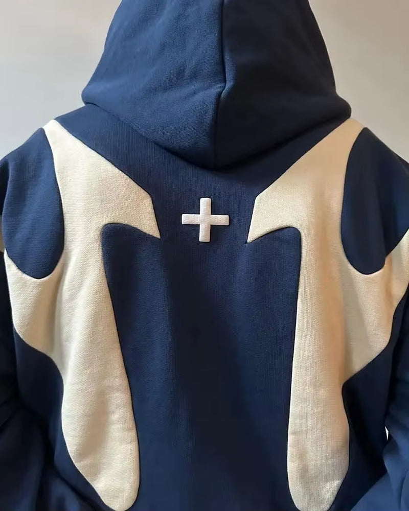 Y2K Retro Zip up Hoodie Men Harajuku Hip Hop Vintage Gothic Sweatshirt High Street Punk Hip Hop Tops Streetwear