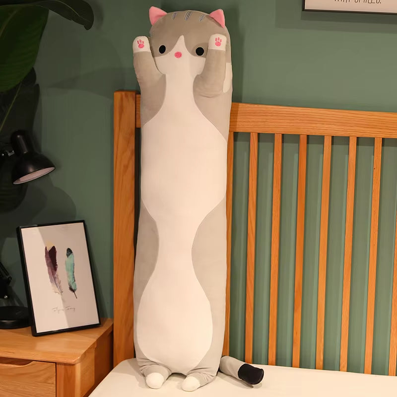 50/70/90/110/130Cm Funny Joy Cute Soft Long Cat Plush Toys Pause Office Nap Pillow Bed Sleep Home Decor Doll for Kids Girl Gift