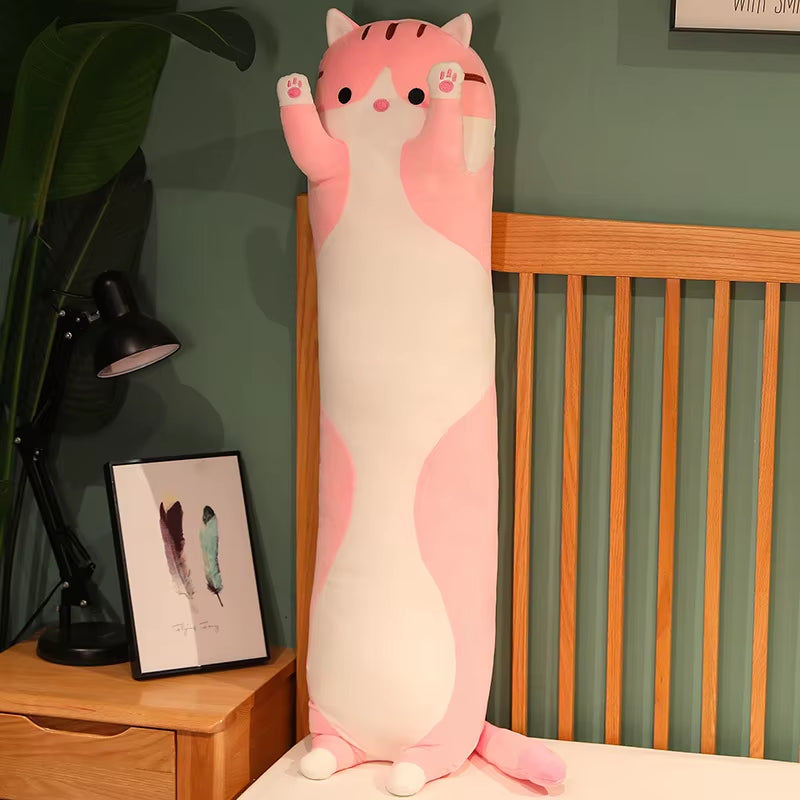 50/70/90/110/130Cm Funny Joy Cute Soft Long Cat Plush Toys Pause Office Nap Pillow Bed Sleep Home Decor Doll for Kids Girl Gift
