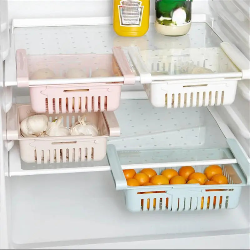 Maximize Your Fridge Space with This Expandable Storage Basket! 🍏🥦 #FridgeOrganization #HomeHacks